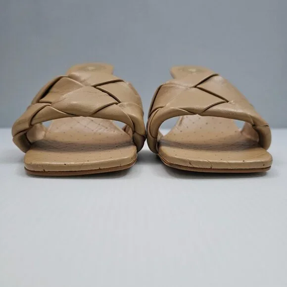 Vince Camuto Brelanie Braided Sandal Womens 8 Tan Woven Leather Mule Heels NEW - Picture 6 of 14